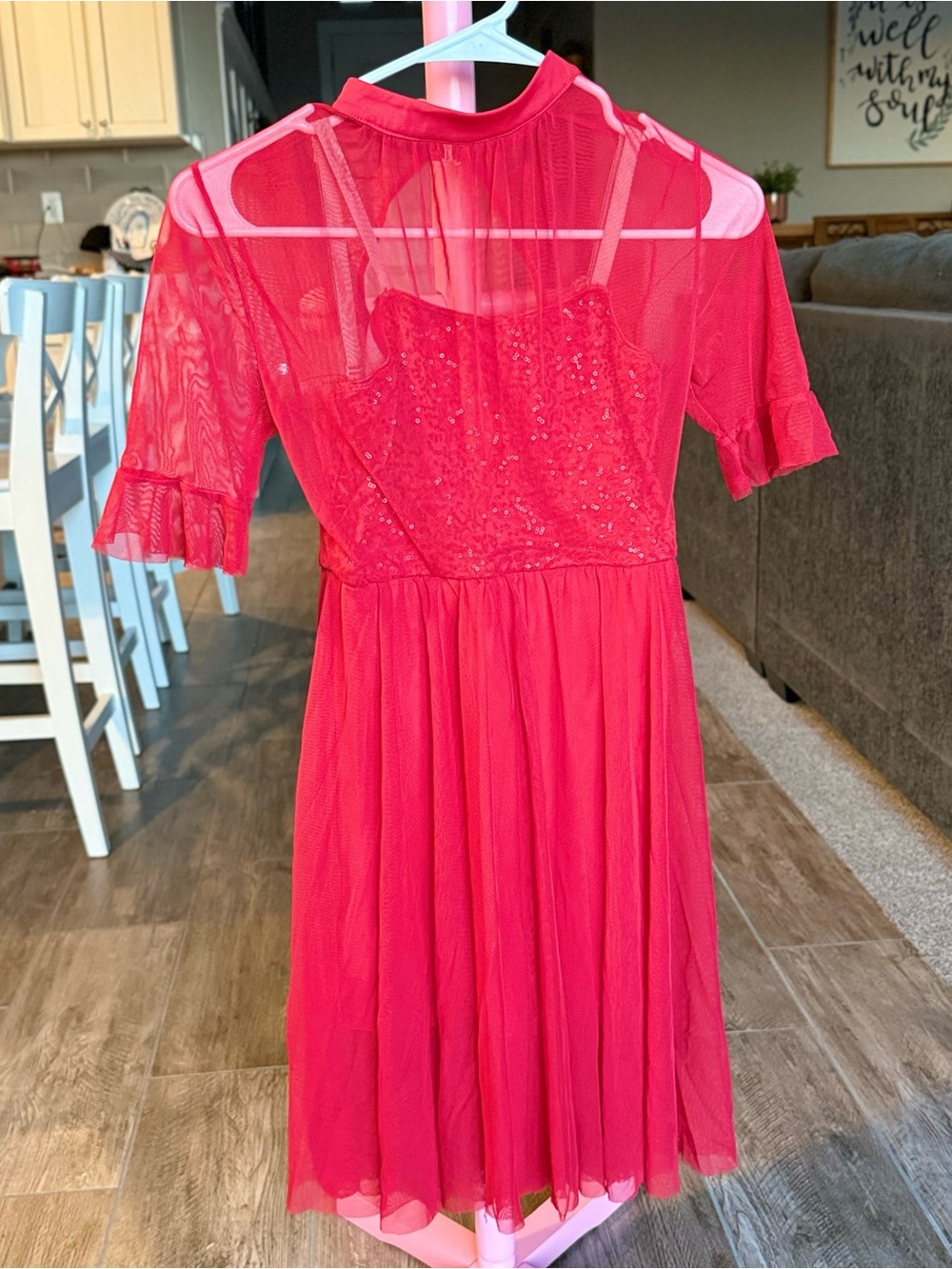 Revolution Red Mesh Sequin Dance Costume Small Adult Dress